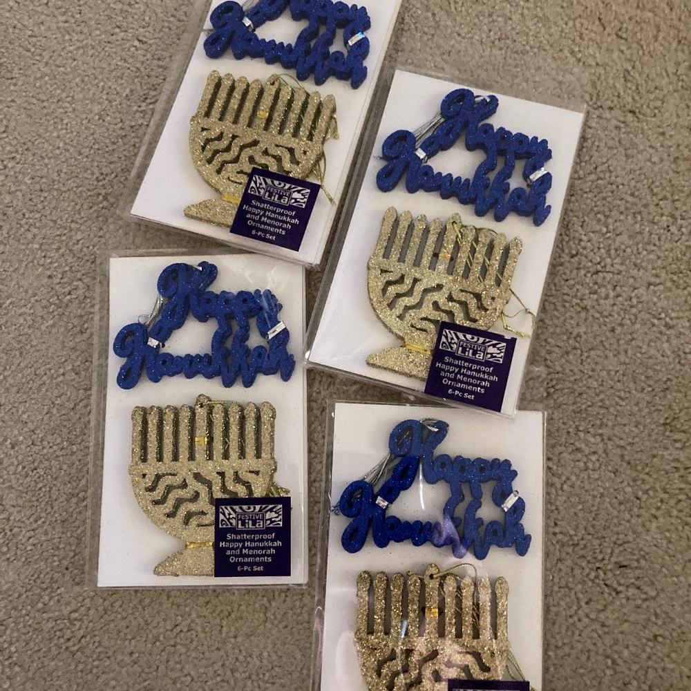 Glitter Hanukkah Decorations 4 pacs of 6 Piece